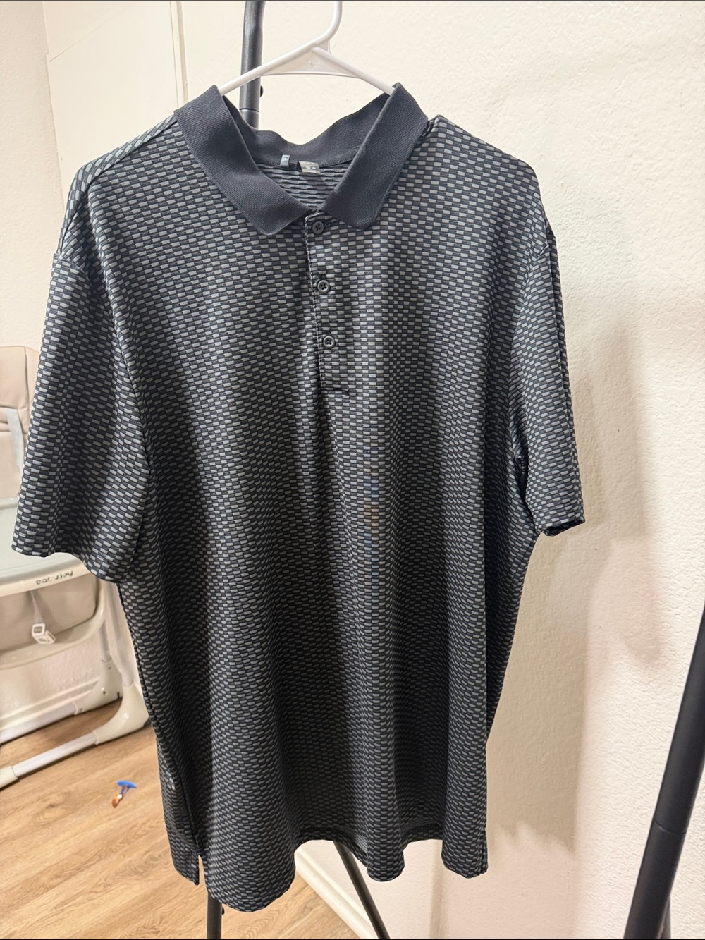 adidas Black Textured Short-Sleeve Polo